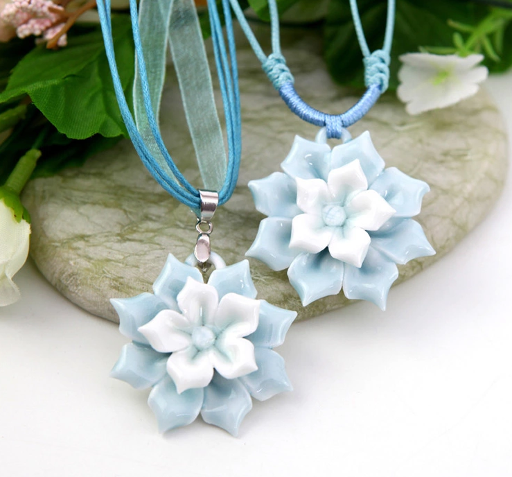 古風(fēng)白袂青衫福連文苑手工陶瓷項(xiàng)鏈