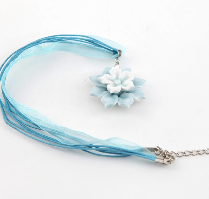 古風(fēng)白袂青衫福連文苑手工陶瓷項(xiàng)鏈