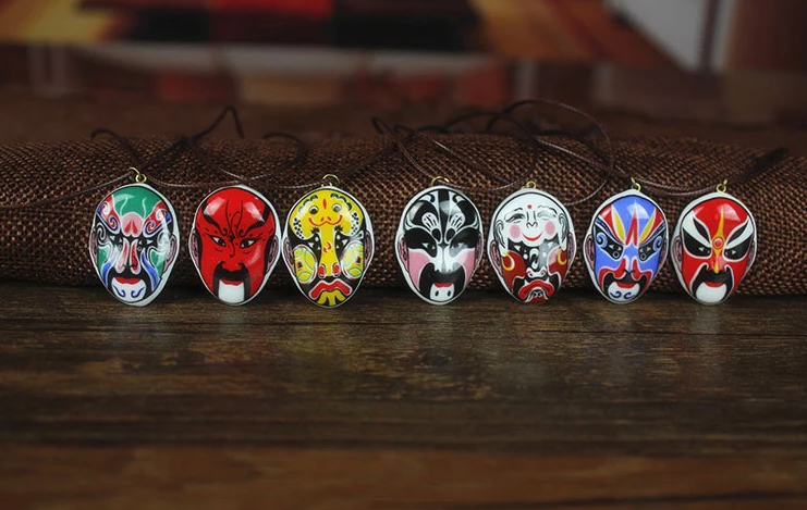 福連文苑京劇臉譜陶瓷吊墜手工項(xiàng)鏈
