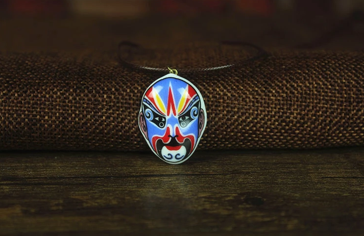 福連文苑京劇臉譜陶瓷吊墜手工項(xiàng)鏈
