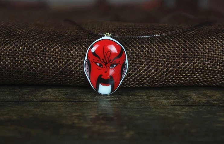 福連文苑京劇臉譜陶瓷吊墜手工項(xiàng)鏈