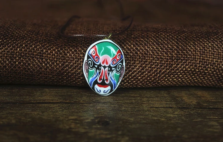 福連文苑京劇臉譜陶瓷吊墜手工項(xiàng)鏈