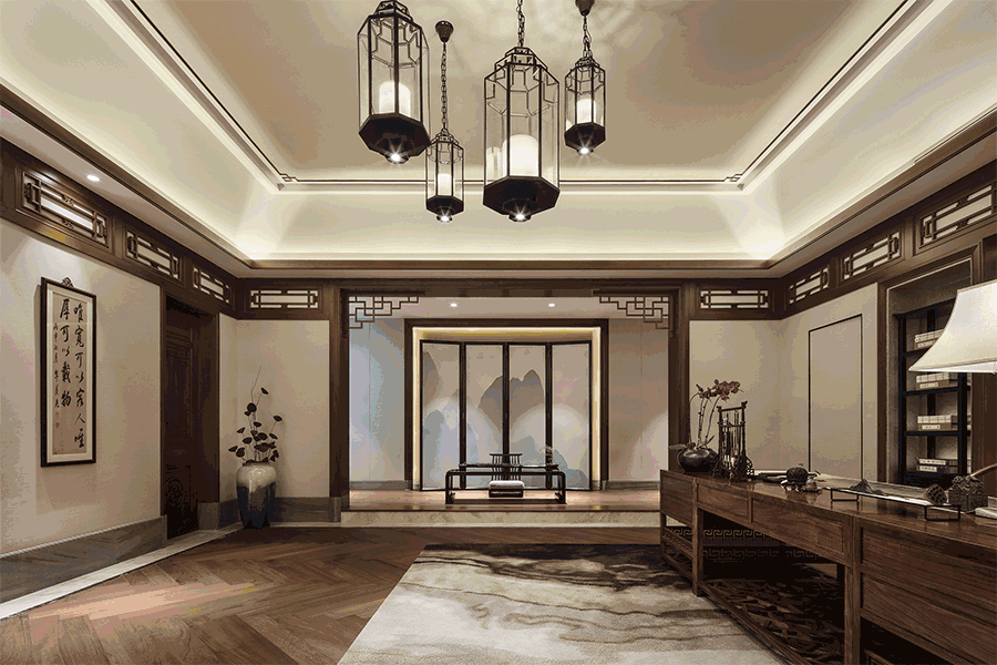 龍光御海天禧別墅樣板房，高端大氣的新中式豪
