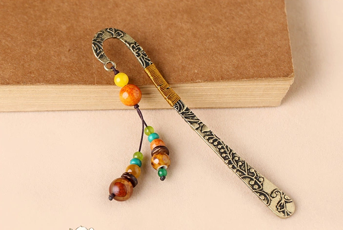 民族風(fēng)古典復(fù)古金屬瑪瑙書簽