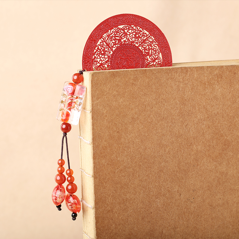 福連文苑古典紅色古風(fēng)金屬小清新書簽