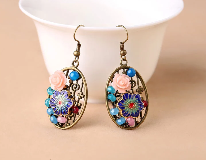 福連文苑金屬鏤空首飾橢圓形耳墜耳環(huán)