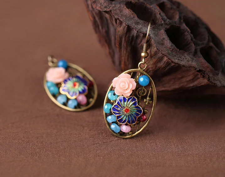 福連文苑金屬鏤空首飾橢圓形耳墜耳環(huán)