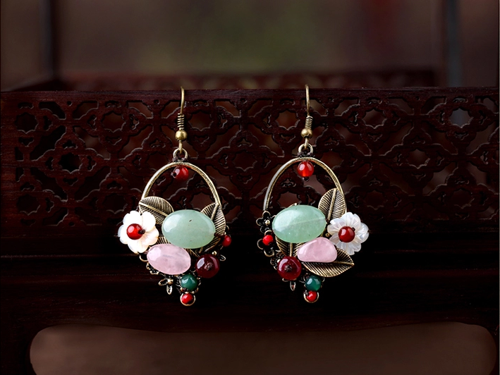 福連文苑復(fù)古金屬首飾手工耳環(huán)