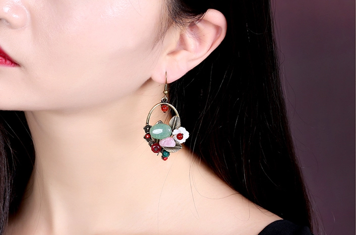 福連文苑復(fù)古金屬首飾手工耳環(huán)