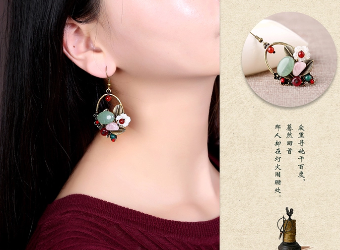 福連文苑復(fù)古金屬首飾手工耳環(huán)