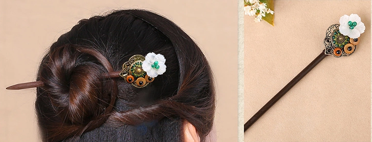 薦古風(fēng)古典頭飾木貝殼花盤(pán)發(fā)發(fā)簪簪子