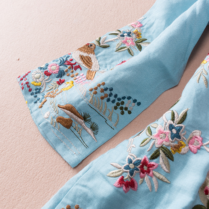 福連文苑亞麻刺繡復(fù)古唐裝圖片