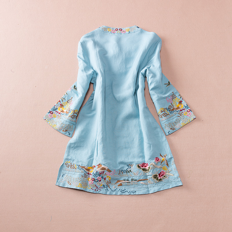 福連文苑亞麻刺繡復(fù)古唐裝圖片