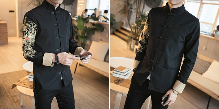 福連文苑金龍刺繡復(fù)古盤(pán)扣唐裝外套