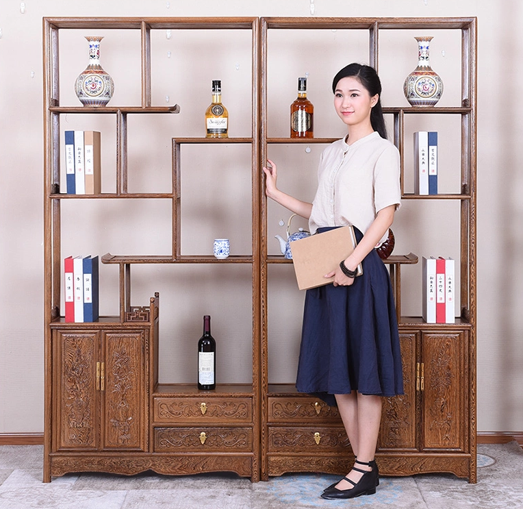 紅木家具雞翅木實木中式博古架