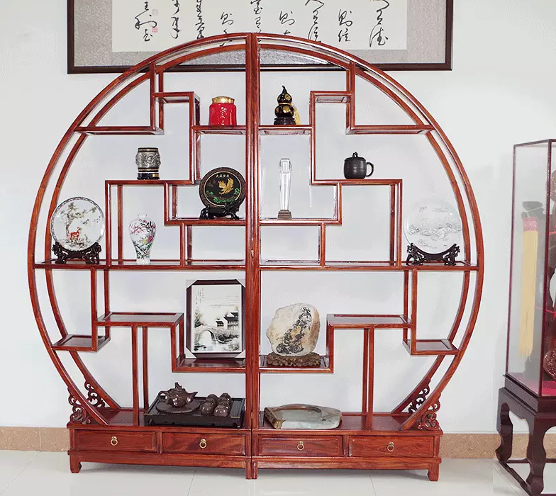 南榆木木展示架，中式古典實(shí)木隔斷博古架