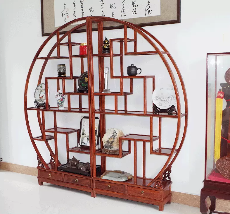 南榆木木展示架，中式古典實(shí)木隔斷博古架
