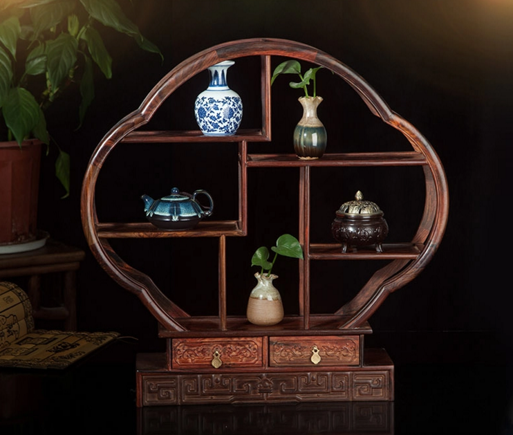 七款大紅酸枝博古架，實(shí)木中式仿古擺件