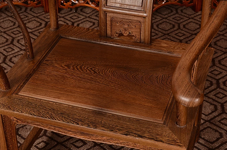 中式古典雞翅木圈椅三件套椅子組合