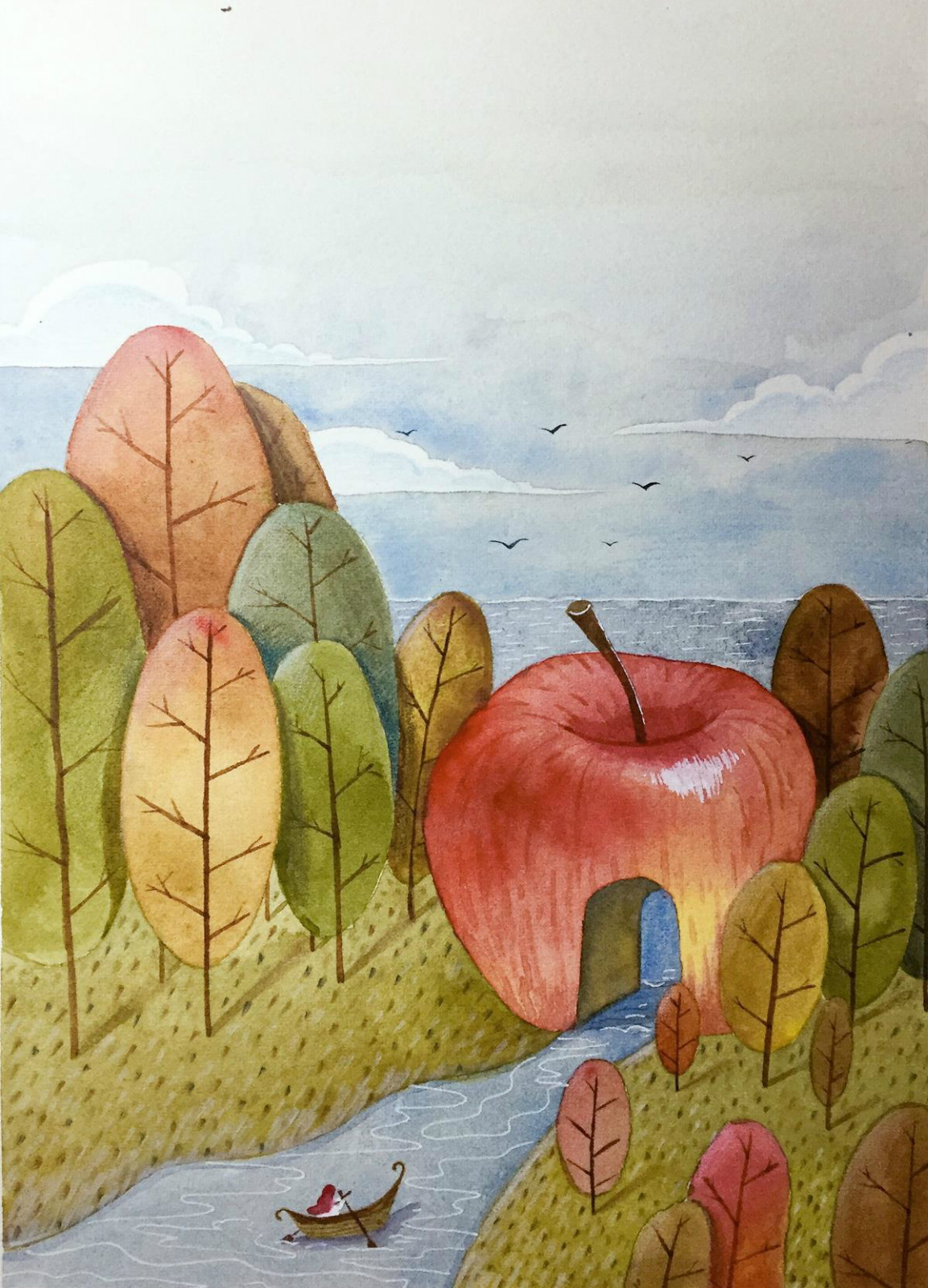 水果主題創(chuàng)意水彩手繪插畫