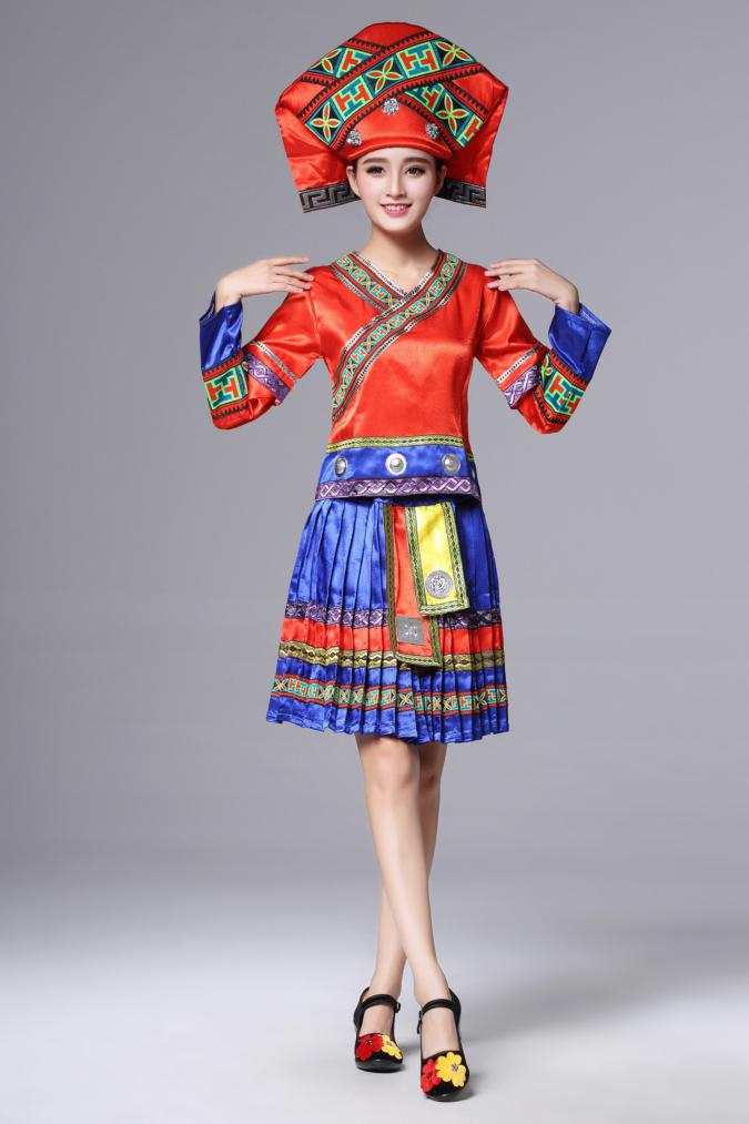 廣西壯族服裝土家族苗族，百褶裙少數(shù)民族服裝