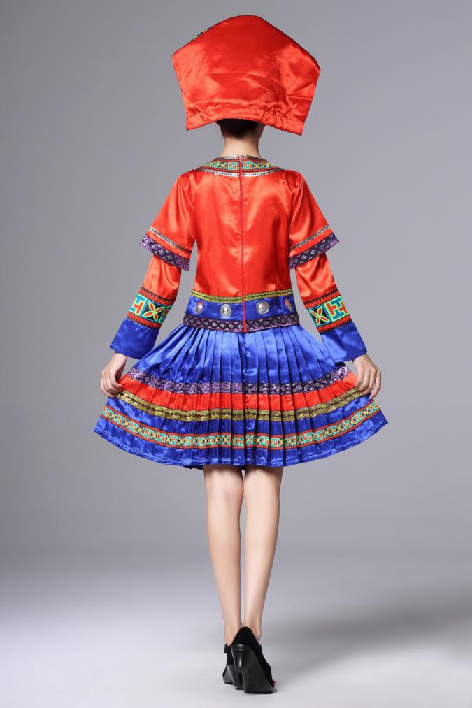 廣西壯族服裝土家族苗族，百褶裙少數(shù)民族服裝