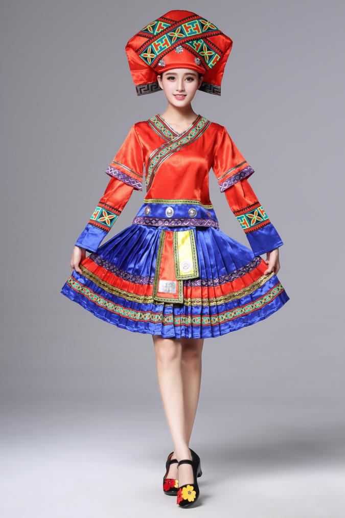 廣西壯族服裝土家族苗族，百褶裙少數(shù)民族服裝