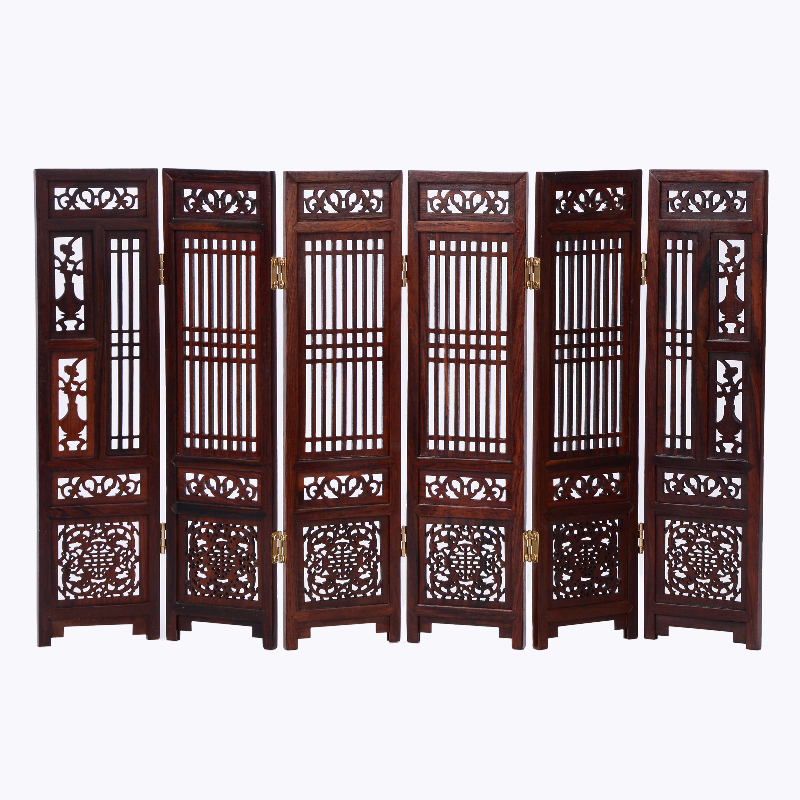 中國古典紅酸枝木屏風