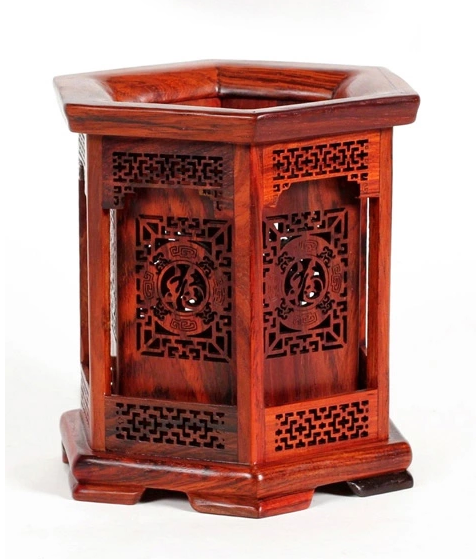 老撾大紅酸枝實木筆筒，紅木雕工藝品