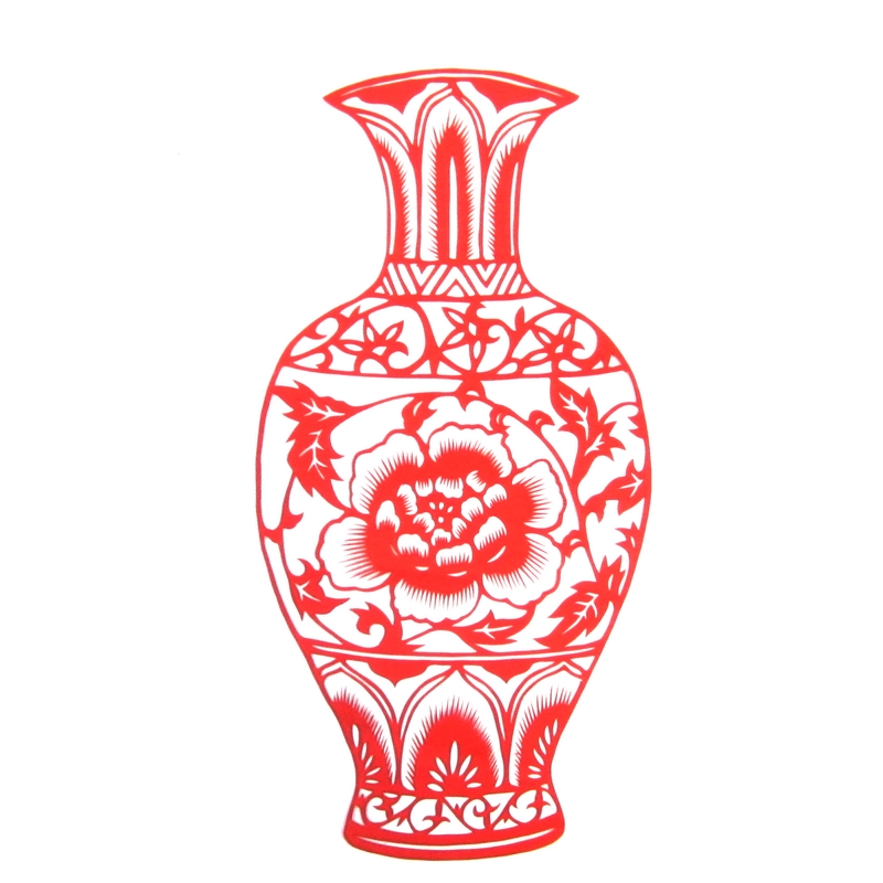11款精美手工紅花瓷剪紙，茶壺剪紙工藝品