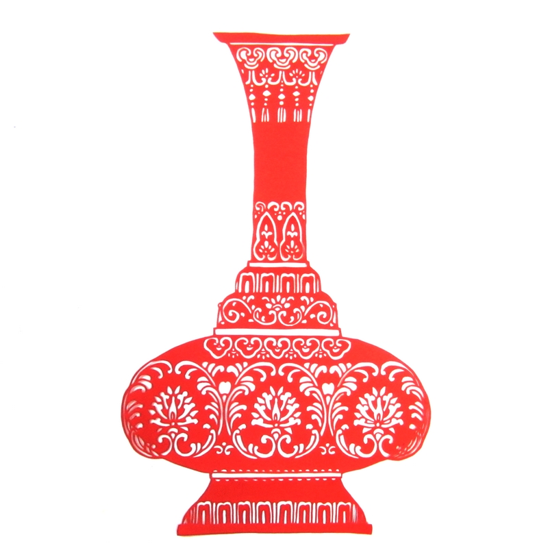 11款精美手工紅花瓷剪紙，茶壺剪紙工藝品