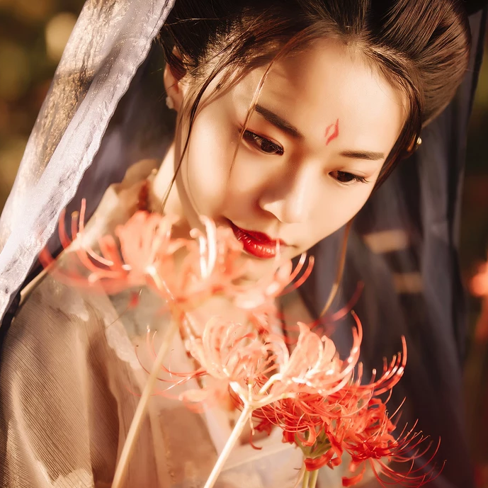 福連文苑彼岸花開唯美古風女子頭像