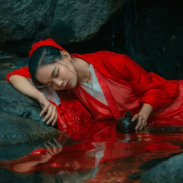 紅衣女子霸氣頭像，唯美古風(fēng)真人女子頭像