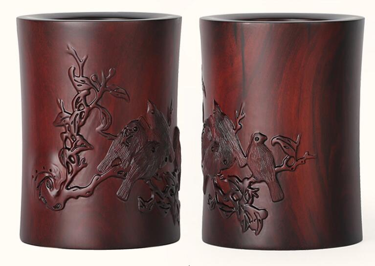 黃花梨筆筒，筆筒中的君子