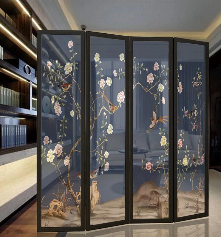 中式古典屏風(fēng)，云母屏風(fēng)燭影深
