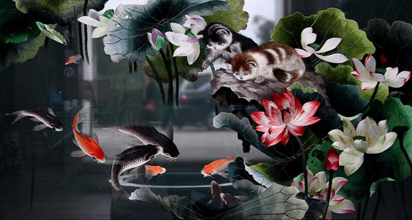 蜀繡作品欣賞，絲線縫韶華 錦緞裁幾寸