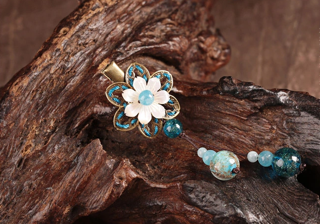 貝殼雕花發(fā)夾，時(shí)尚福連文苑頭飾