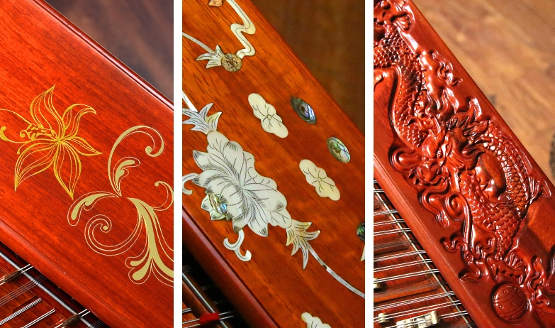 花梨木雕揚(yáng)琴，時(shí)尚古典福連文苑民族樂器