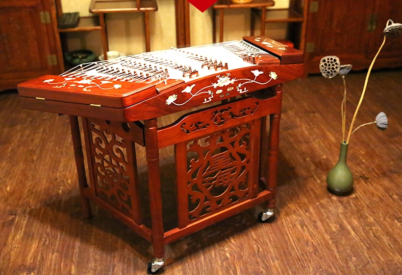 花梨木雕揚(yáng)琴，時(shí)尚古典福連文苑民族樂器