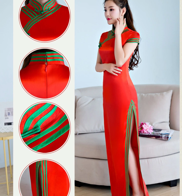 時(shí)尚福連文苑紅色走秀旗袍