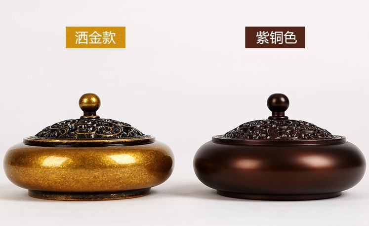 花開(kāi)富貴香爐，鏤空仿古紫銅熏香爐