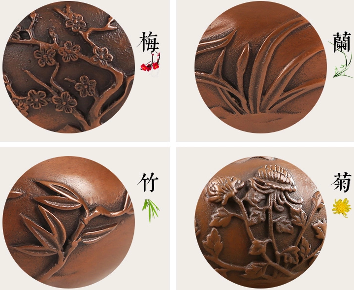 四季花卉香爐，鏤空仿古紫銅熏香爐