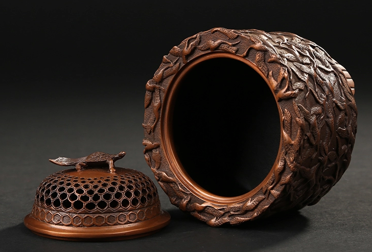 千鶴紫銅香爐，仿古純銅熏香爐