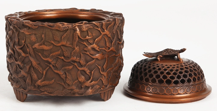 千鶴紫銅香爐，仿古純銅熏香爐