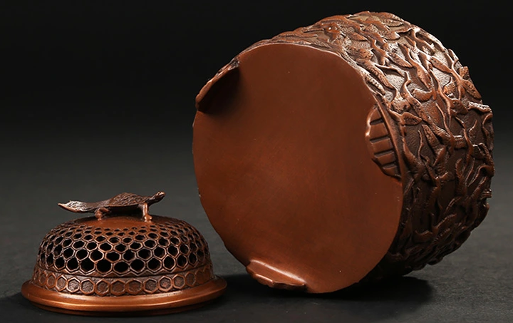 千鶴紫銅香爐，仿古純銅熏香爐