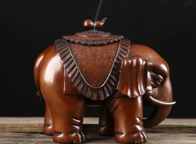 大象紫銅香爐，仿古熏香爐