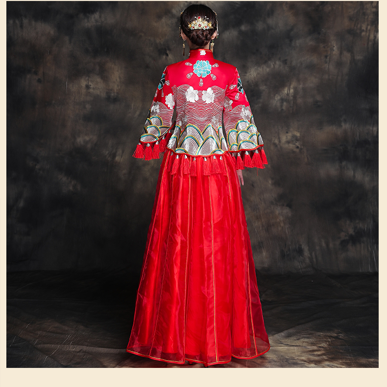 復(fù)古典雅新娘禮服，唯美中式結(jié)婚禮服