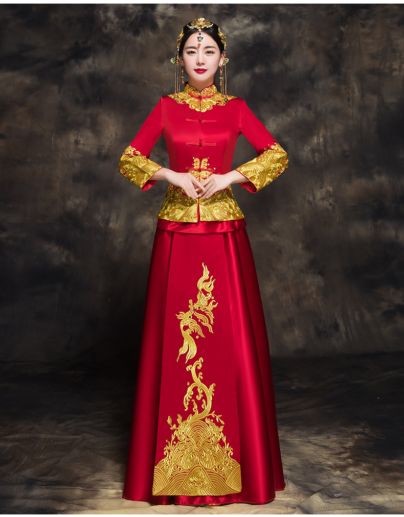 福連文苑新娘秀禾禮服，唯美中式結(jié)婚禮服