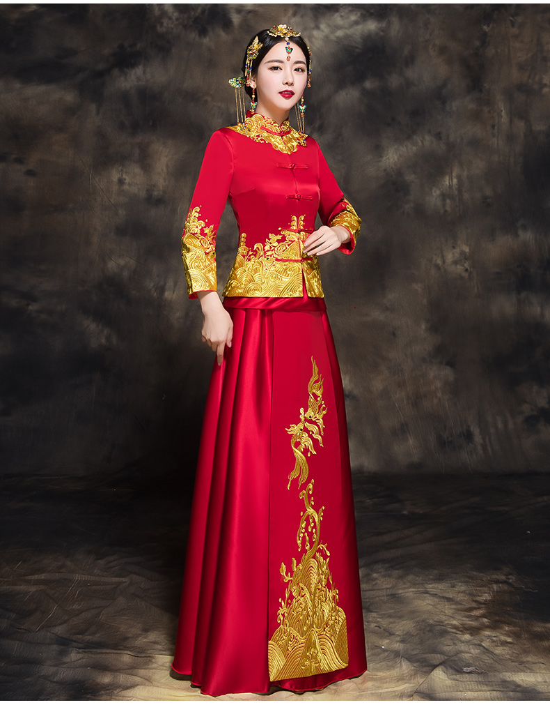 福連文苑新娘秀禾禮服，唯美中式結(jié)婚禮服