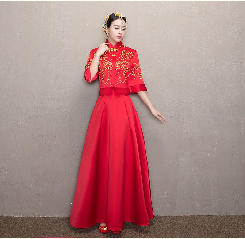 簡單大氣中式禮服，優(yōu)雅復(fù)古時(shí)尚福連文苑新娘禮